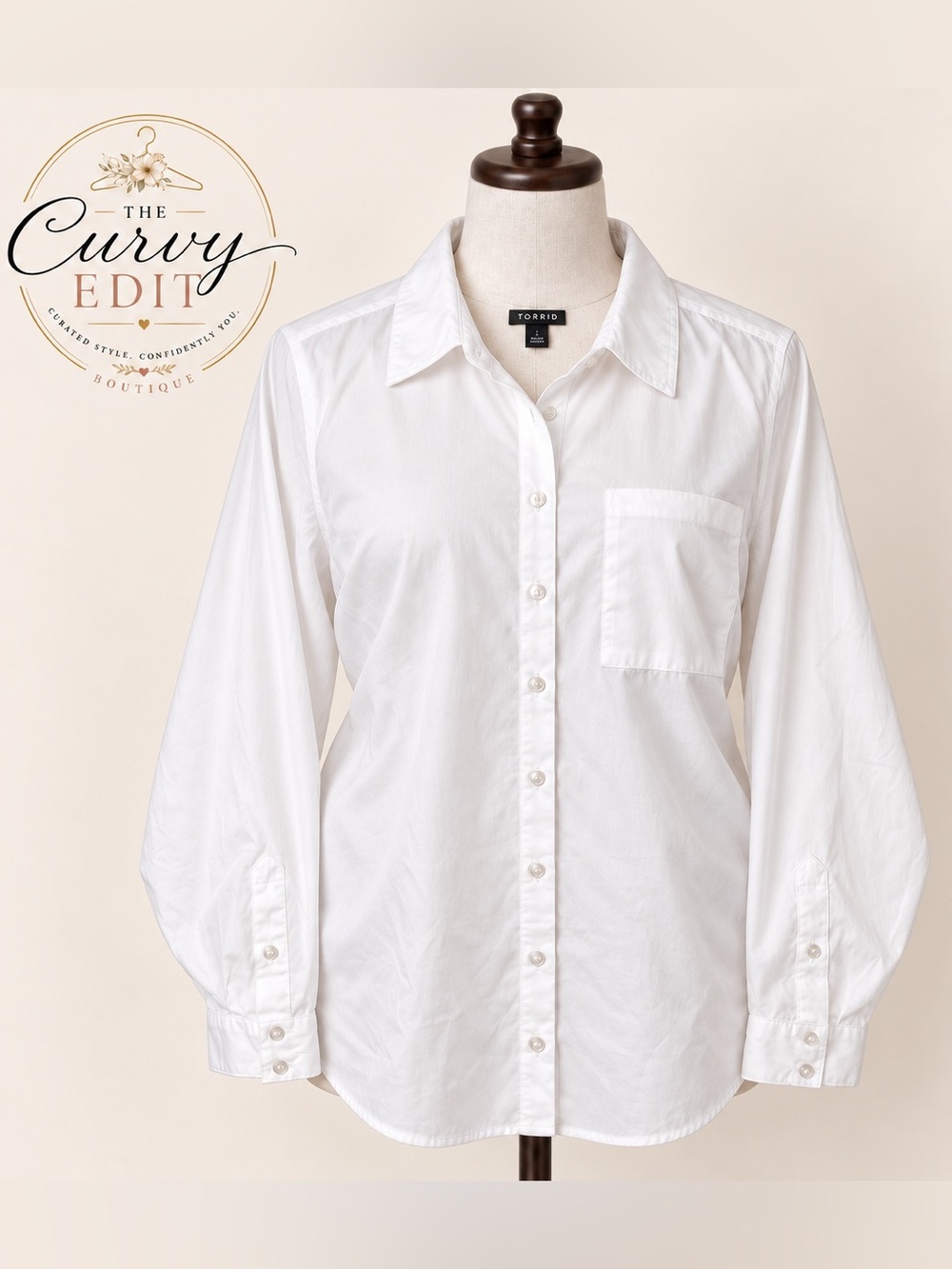 NWT Torrid White Button Up Shirt Long Sleeve Collared Blouse Preppy Classic XL